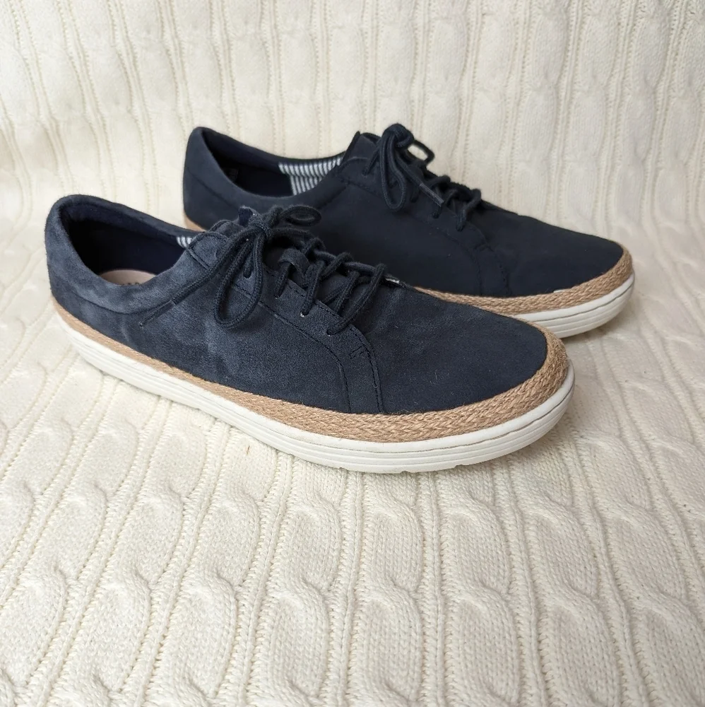 Collections by Clarks Marie Mist Derby‎ Faux Suede Sneakers 8.5 Navy Blue Woven